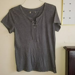 Lace up Gray Top